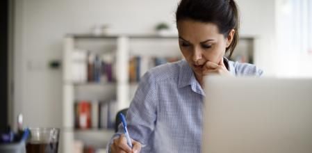 Mature woman working from home