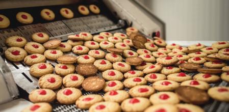 Cookie's production line at a food factory