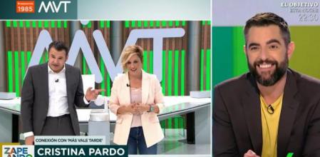 Iñaki López y Cristina Pardo saludan a Dani Mateo, en La Sexta