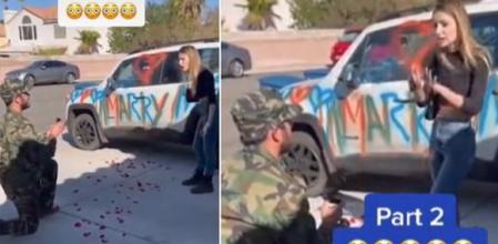 Pide matrimonio a su novia pintando su coche y ella lo deja en ridículo
