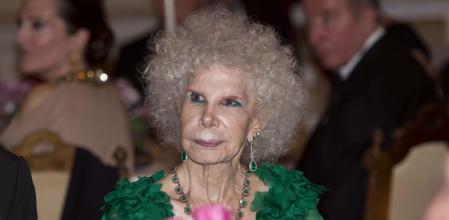 Duquesa de Alba attend the official welcome dinner given at the Royal Palace of Madrid