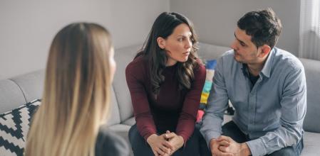 Expecting couple on home counseling meeting