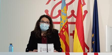 Mónica Oltra ayer en la rueda de prensa del Consell