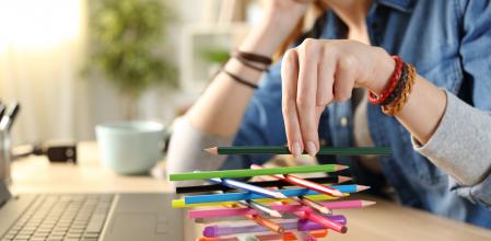 Bored lazy student girl wasting time at home