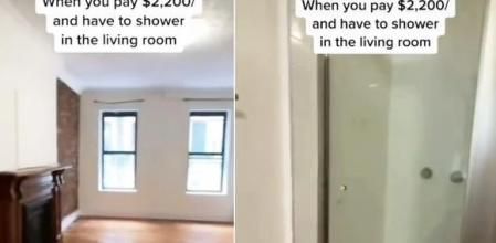 El peculiar piso de Nueva York que cuesta 2.000 dólares mensuales y tiene la ducha en el comedor