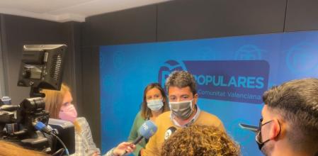 Carlos Mazón ha atendido a los medios de comunicación esta mañana en la sede del PP