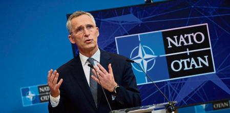 NATO Secretary General Jens Stoltenberg addresses a press conference following a meeting of the NATO-Russia Council at the NATO headquarters in Brussels on January 12, 2021. - NATO allies have 