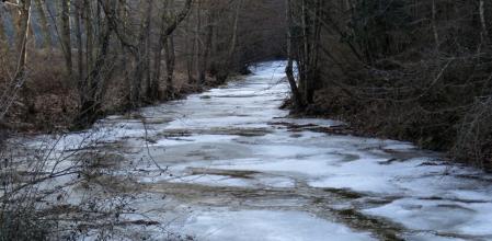 El Ges congelado a su paso por Sant Pere de Torelló.