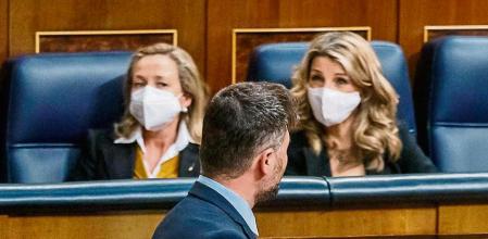 Pleno en el congreso de los diputados Reforma Laboral Yolanda Diaz Nadia Calviño Gabriel Rufian