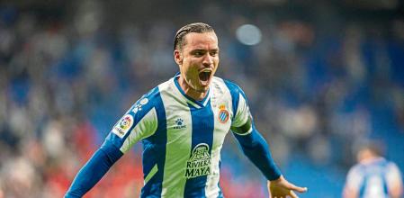 JORNADA DE LIGA ENTRE EL RCD ESPANYOL Y EL CADIZ. RAUL DE TOMAS CELEBRA EL 1-0