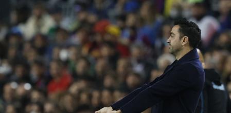 Soccer Football - Europa League - Play Off First Leg - FC Barcelona v Napoli - Camp Nou, Barcelona, Spain - February 17, 2022 FC Barcelona coach Xavi reacts REUTERS/Albert Gea