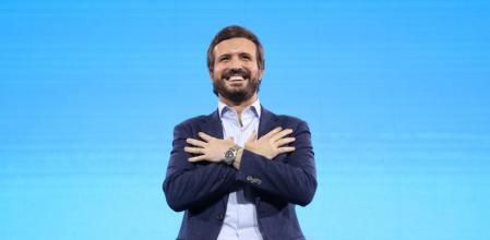 El presidente del PP, Pablo Casado, en la Feria de Muestras de Valladolid donde se celebra el cierre de campaña del PP para las elecciones regionales del 13F, a 11 de febrero de 2022, en Valladolid, Castilla y León (España). Este acto pone fin a 15 días de encuentros y mítines del partido por diversos puntos de la región antes de que se celebren las primeras elecciones anticipadas de la historia de Castilla y León. Los comicios fueron convocados el pasado 20 de diciembre por el presidente de la Junta de Castilla y León al romper el pacto de gobierno con Ciudadanos. 11 FEBRERO 2022;CAMPAÑA;CIERRE;ELECCIONES;ELECCIONES AUTONOMICAS;CASTILLA Y LEÓN;CAMPAÑA ELECTORAL;VOTOS;COMICIOS;PP Photogenic/Claudia Alba / Europa Press 11/02/2022