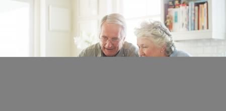 Una pareja de personas mayores frente al ordenador