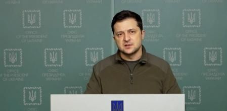 Volodímir Zelenski durante un discurso de este fin de semana