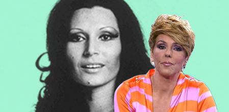 Rocío Carrasco, ante el cartel del concierto homenaje a Rocío Jurado en el 8M