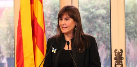 La presidenta del Parlament de Catalunya, Laura Borràs, durante su comparecencia