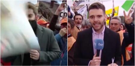 Boicot en directo a TVE durante la manifestación del mundo rural