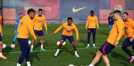 Ansu Fati en la sesión de entrenamiento