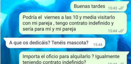 Captura de pantalla de la conversación por Whatsapp
