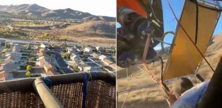 Un joven capta el tenso momento en que sufre un accidente a bordo de un globo aerostático