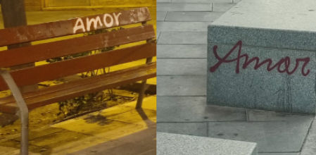 La palabra amor aparece en varios rincones de la ciudad