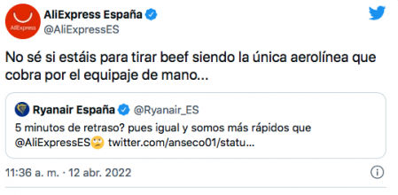 El troleo viral entre AliExpress y Ryanair que ha enganchado a Twitter: “No estáis para tirar beef”