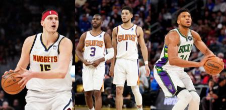 Nikola Jokic, Chris Paul, Devin Booker y Giannis Antetokounmpo