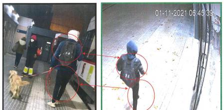 Comparativa de las imágenes del sospechoso con la del agresor tras la violación. Coincide mochila y pantalón.
Violación Igualada