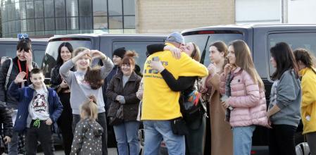 Refugiados ucranianos a su llegada a Girona hace unas semanas