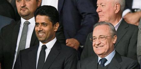 Florentino PEREZ PRESIDENT REAL MADRID - Nasser AL KHELAIFI President PSG FOOTBALL : Paris SG vs Real Madrid - Ligue des Champions - 18/09/2019 AnthonyBIBARD/FEP/Panoramic PUBLICATIONxNOTxINxFRAxITAxBEL