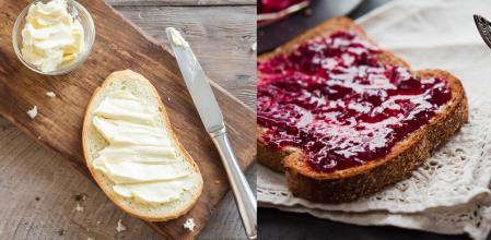 Tostada de mantequilla y mermelada