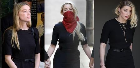 La actriz ha lucido el mismo vestido en las ocasiones que se ha enfrentado a su exmarido.