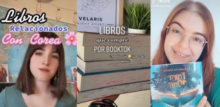 A la izquierda, Raquel Brune recomienda  libros relacionados con Corea y, a la derecha, Andrea Izquierdo habla sobre una de sus lecturas. En el centro, la tendencia de libros comprados gracias a BookTok.