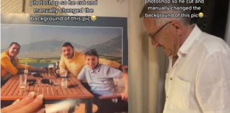 Un abuelo que no sabe usar Photoshop ‘edita’ una foto familiar de la forma más original posible