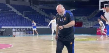 Pablo Laso durante la sesión de este domingo