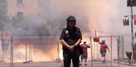 Un instante de la mascletá del 23 de junio de 2022.