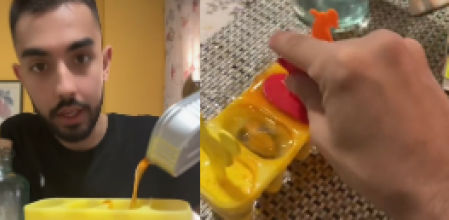 La preparación del helado de mejillones