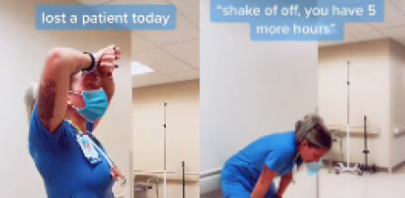 La enfermera grabando el vídeo