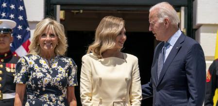 La primera dama ucraniana, Olena Zelenska, ayer en la Casa Blanca