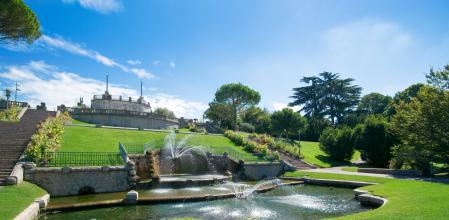 Remarkable fountains and staircase in Jouvet Park in Valence, Drôme, France