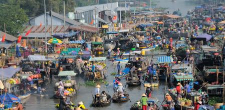 Cai Rang, a escasos kilómetros de Can Tho, es el mercado flotante más grande del delta del Mekong