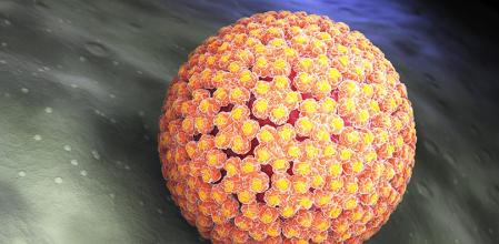 Ilustración 3D del virus del papiloma humano (VPH), quees un virus del ADN de la familia del virus del papiloma