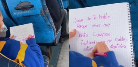 La carta de desamor escrita por una niña en un autobús que está enamorando a las redes