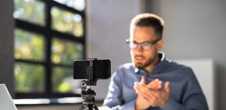 Online Elearning Video Conference On Mobile Phone