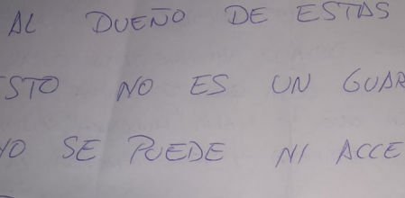 Parte de la nota de 'bienvenida'