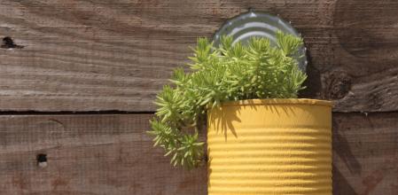 Small improvised pot made from cans of canned food