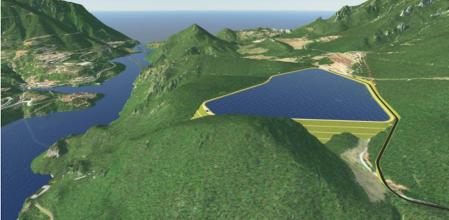 Simulación que muestra el futuro embalse junto al pantano de la Baells