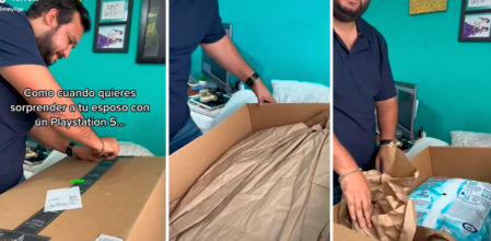 El hombre abrió la caja sin saber qué había dentro