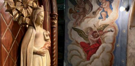 Imagen de la Virgen amamantando al niño Jesús en el Santuario de Falgars