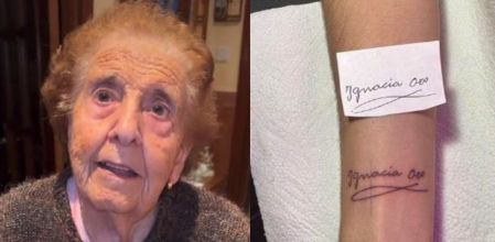 La emotiva reacción de una abuela al ver que su nieto se ha tatuado su firma: "¿Siempre me vas a llevar?"